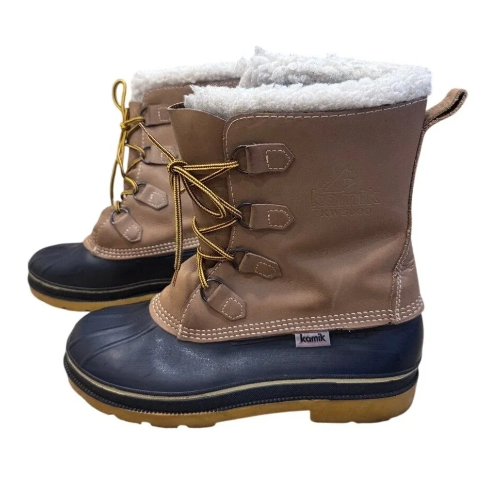 Canada Kamik KW5000 Steel Shank Mens 11 Tan Leather Waterproof Rubber Duck Boots